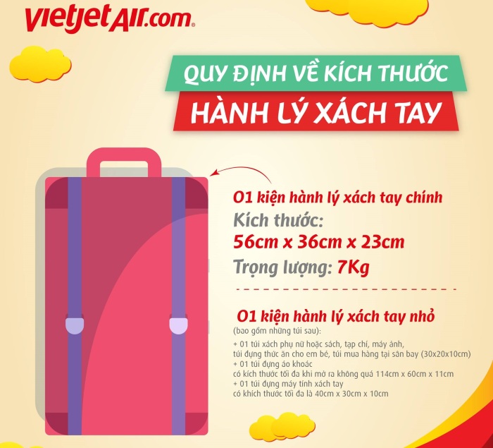 Quy định hành lý xách tay Vietjet Air