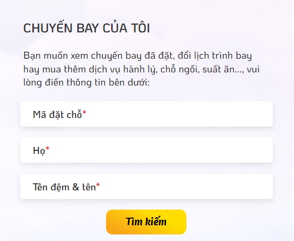 kiểm tra vé máy bay Vietjet Air đã đặt