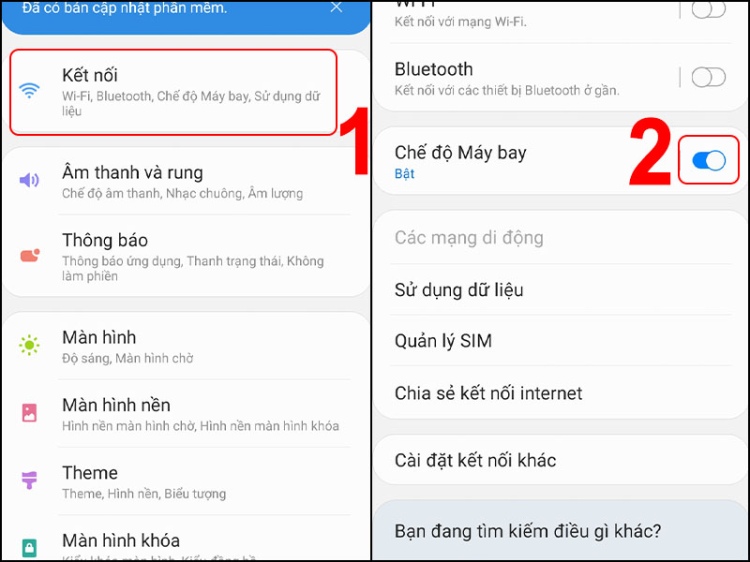 chuyển điện thoại sang chế độ máy bay Điện thoại Android