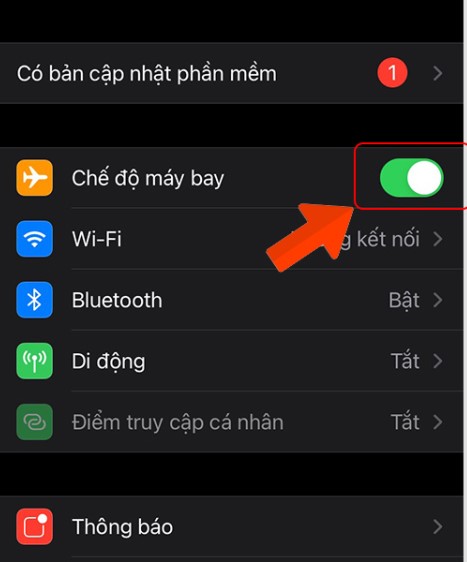 chuyển điện thoại sang chế độ máy bay Điện thoại IOS