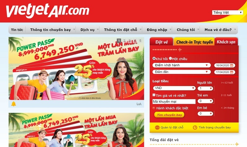 Cách hoàn vé máy bay Vietjet online