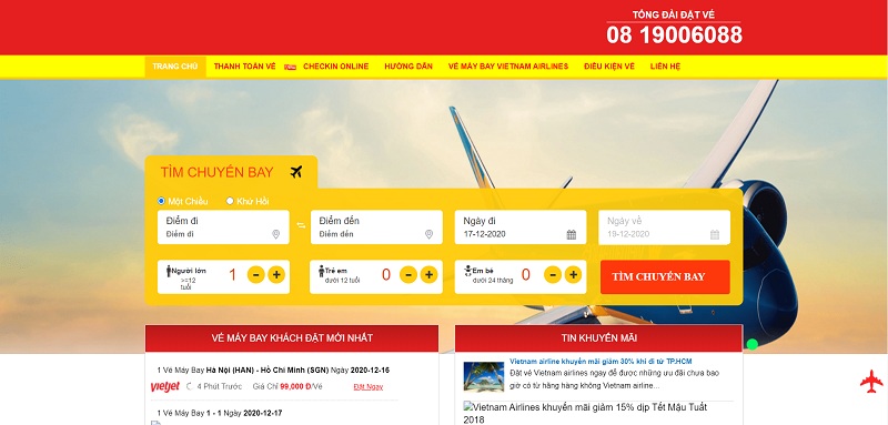 Trang web giả mạo Vietjet lừa đảo